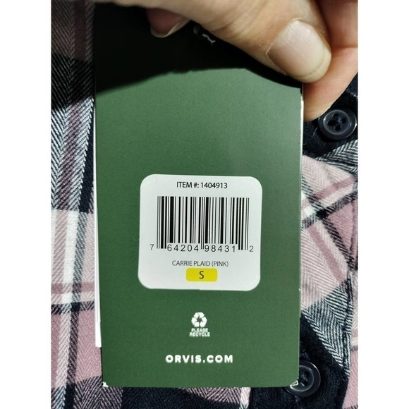 Orvis NWT black and Pink plaid flannel woman size small - Picture 4 of 10